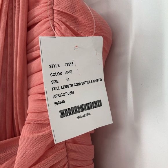 Jenny Yoo Full Length Convertible Chiffon Dress Gown Apricot size 14 NWT JY515 - Picture 12 of 16